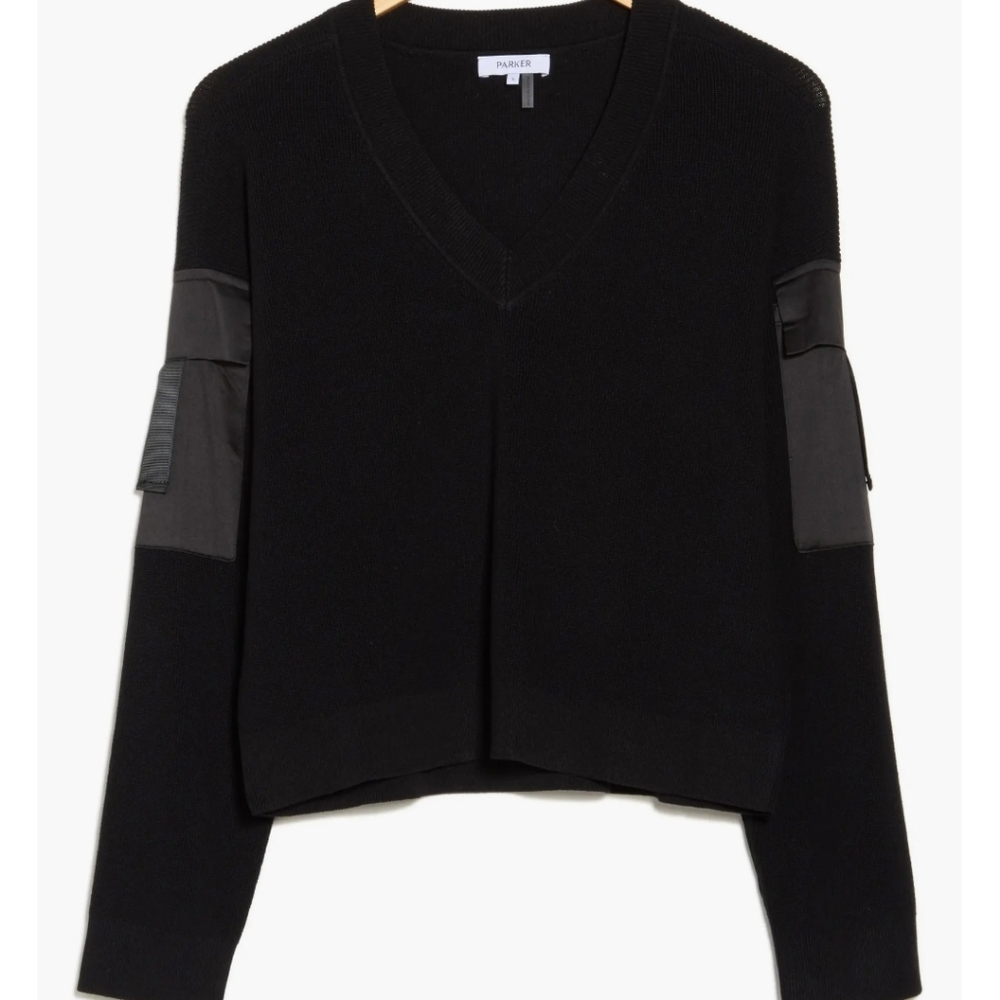 Parker Deep Black Cargo Pocket Sweater Small - Picture 2 of 8